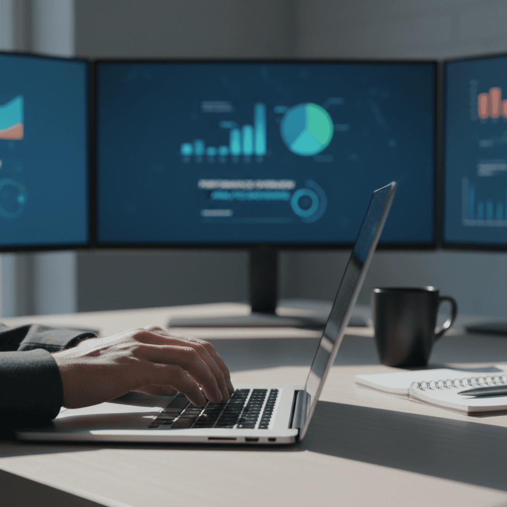 Amazon seller dashboard with performance metrics and strategist reviewing data