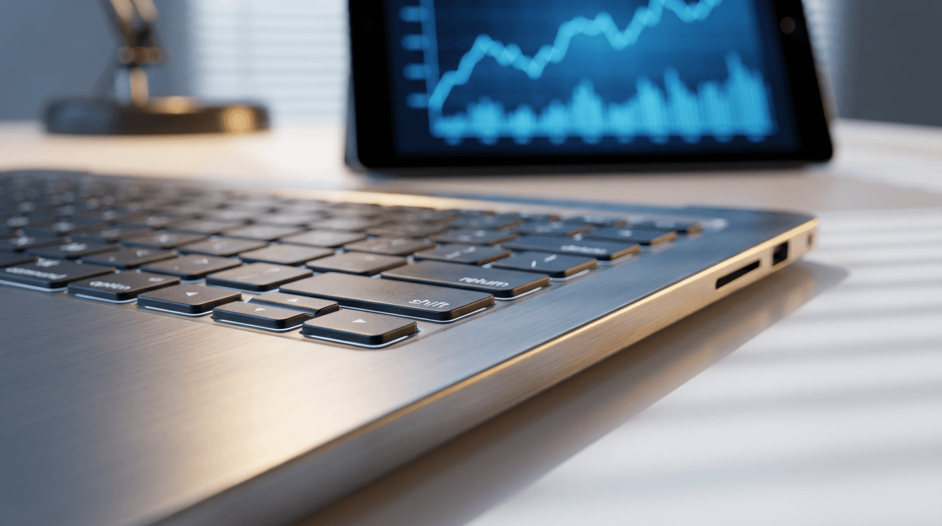Amazon seller dashboard with product research analytics and real-time metrics on laptop screen