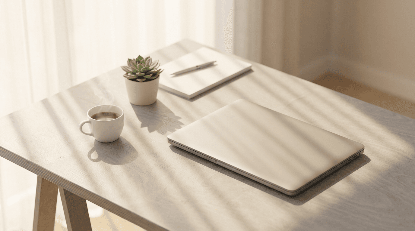 Professional workspace showing Amazon seller dashboard and strategic planning materials